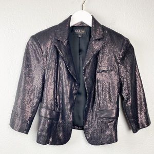ABS Sequin Cropped Blazer- Black